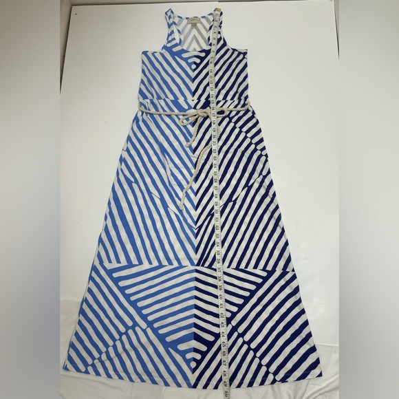 LOFT petite maxi dress cotton‎ knit stretchy xxsp summer nautical blue white - Picture 5 of 12